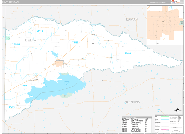 Delta County, TX Wall Map