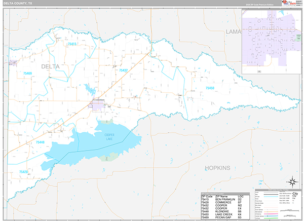 Delta County, TX Zip Code Map