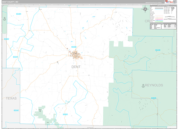 Dent County, MO Map Premium Style