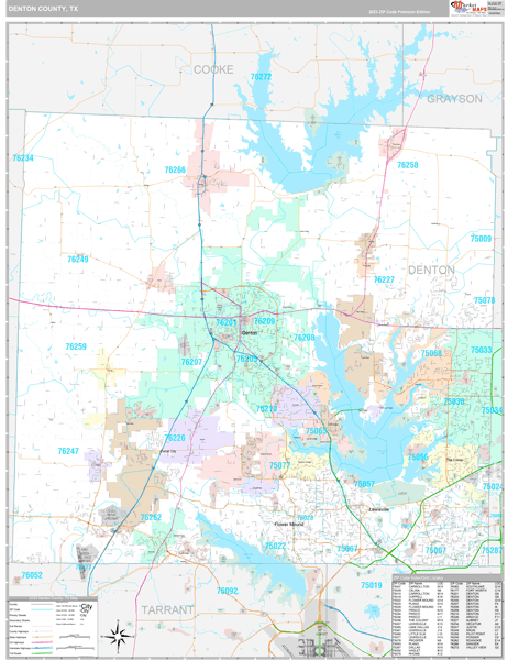 Denton County, TX Wall Map