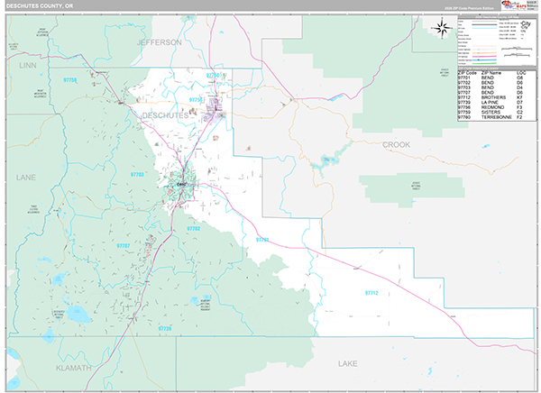 Deschutes County, OR Wall Map