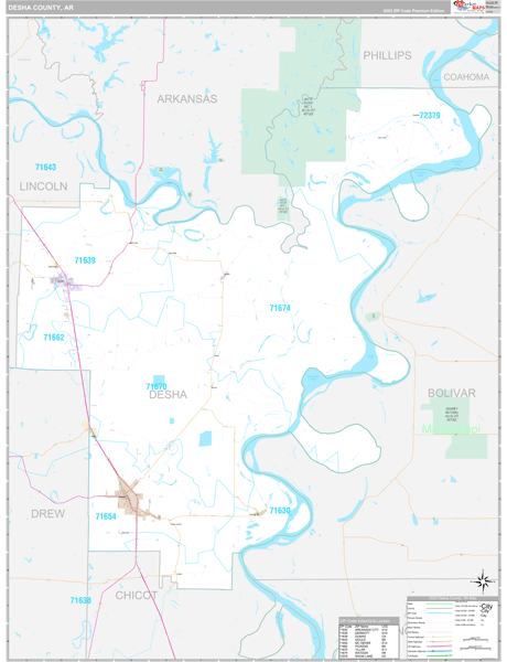 Desha County, AR Wall Map Premium Style
