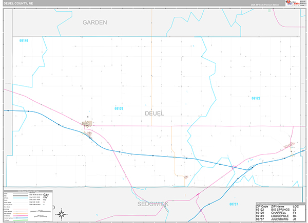 Deuel County, NE Zip Code Map