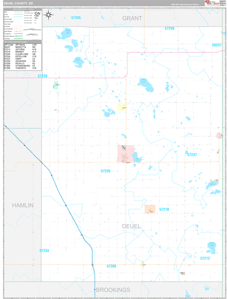 Deuel County, SD Wall Map Premium Style