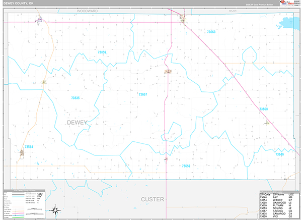 Dewey County, OK Wall Map