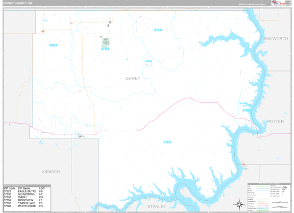 Dewey County, SD Wall Map