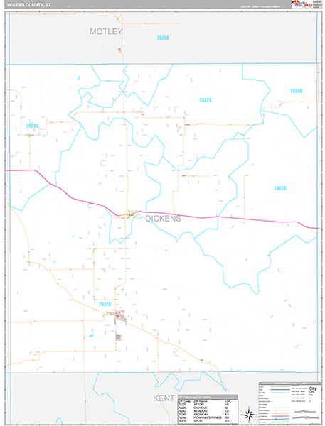 Dickens County, TX Wall Map