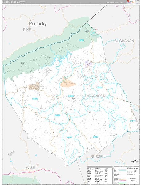 Dickenson County, VA Wall Map