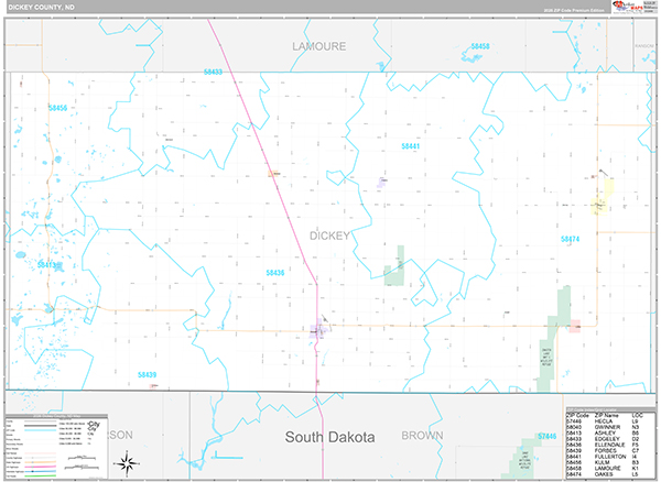 Dickey County, ND Wall Map Premium Style
