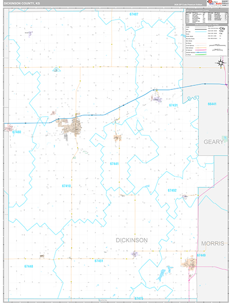 Dickinson County, KS Wall Map