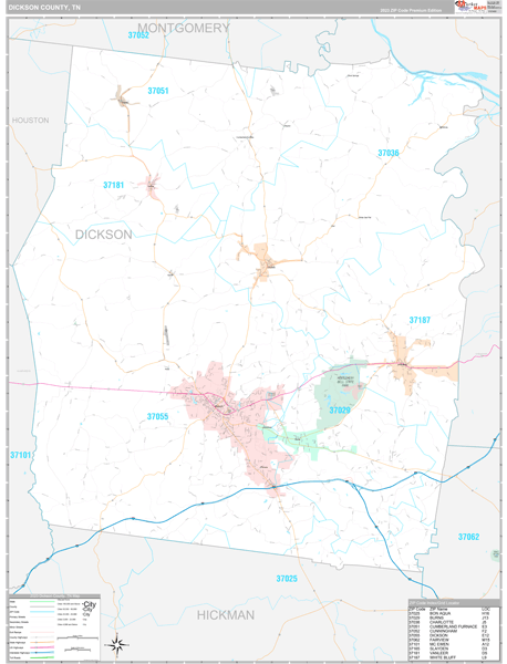 Dickson County, TN Wall Map