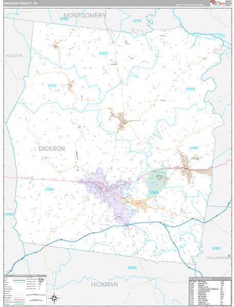 Dickson County, TN Zip Code Map