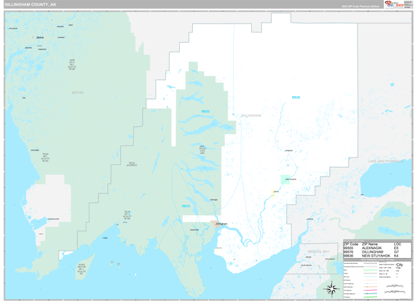 Dillingham County Wall Map Premium Style