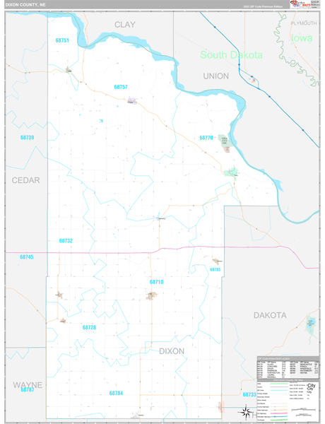 Dixon County, NE Wall Map Premium Style