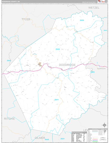Doddridge County, WV Zip Code Map