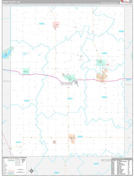 Dodge County, MN Wall Map