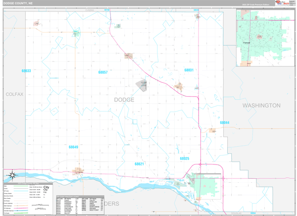 Dodge County, NE Wall Map Premium Style