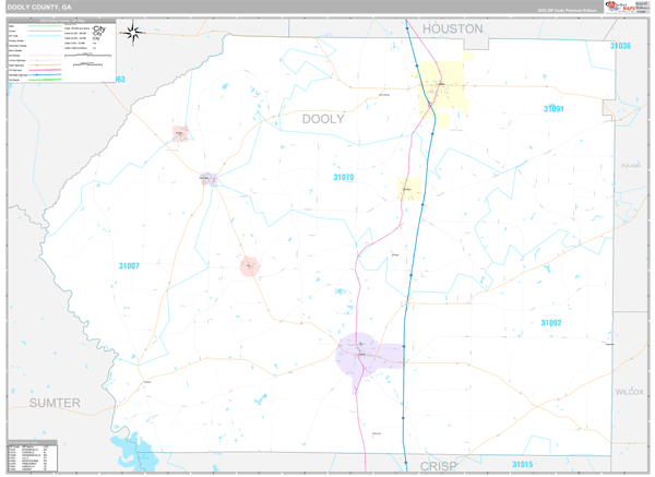 Dooly County, GA Wall Map Premium Style