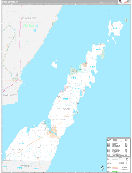 Door County, WI Wall Map