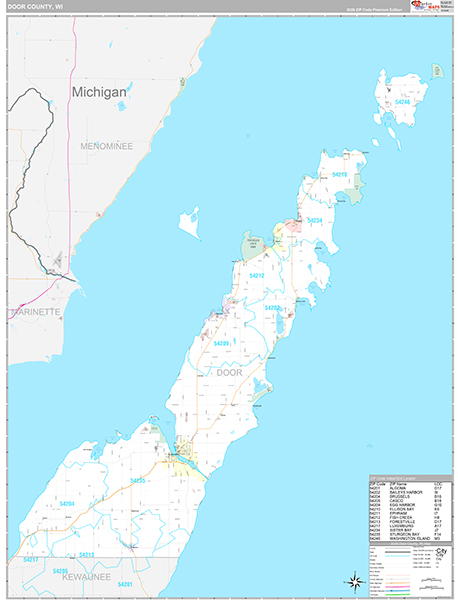 Door County, WI Wall Map