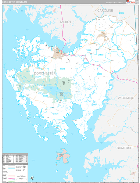 Dorchester County, MD Wall Map