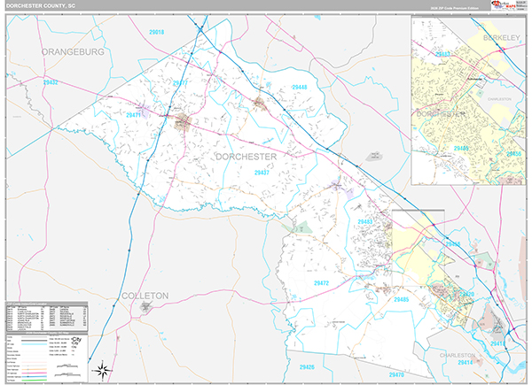 Dorchester County, SC Wall Map