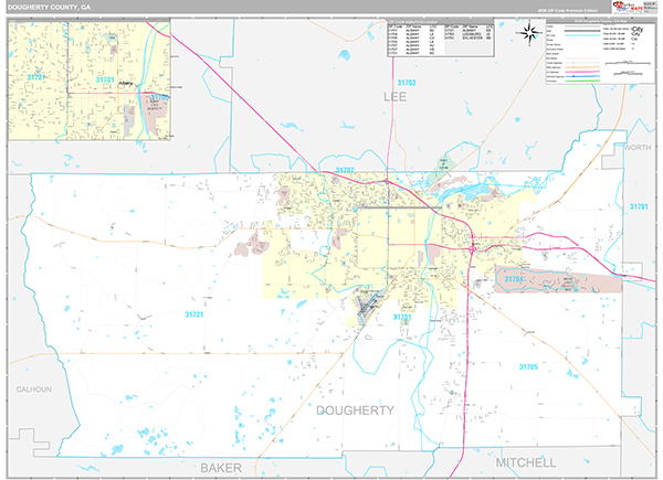 Dougherty County, GA Zip Code Map