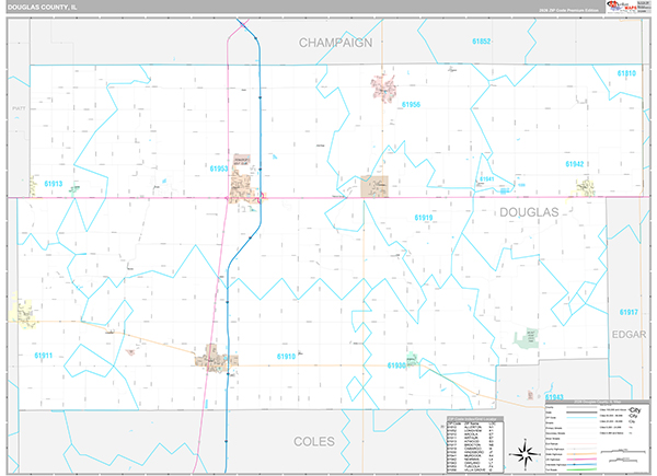 Douglas County, IL Zip Code Map