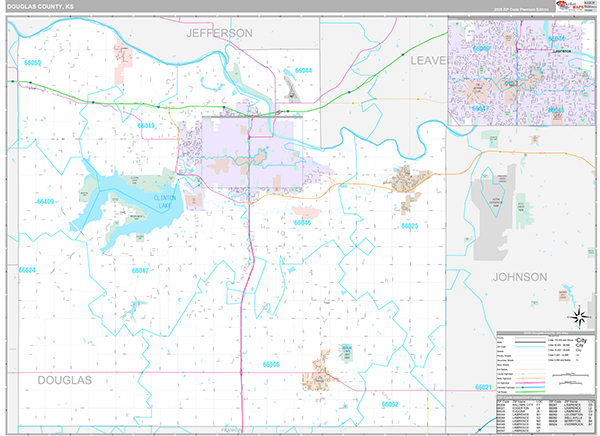 Douglas County, KS Wall Map