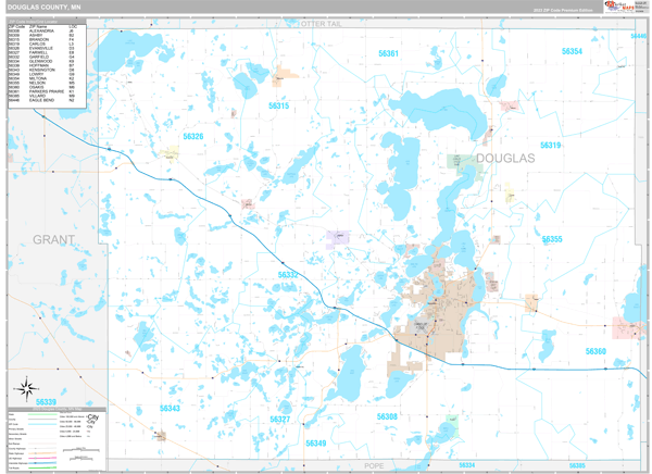 Douglas County, MN Carrier Route Wall Map
