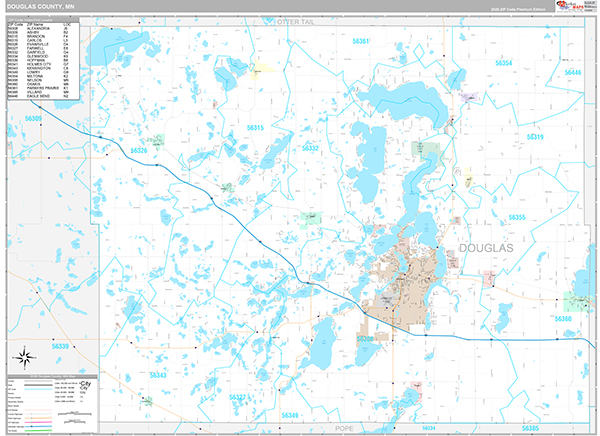 Douglas County, MN Wall Map