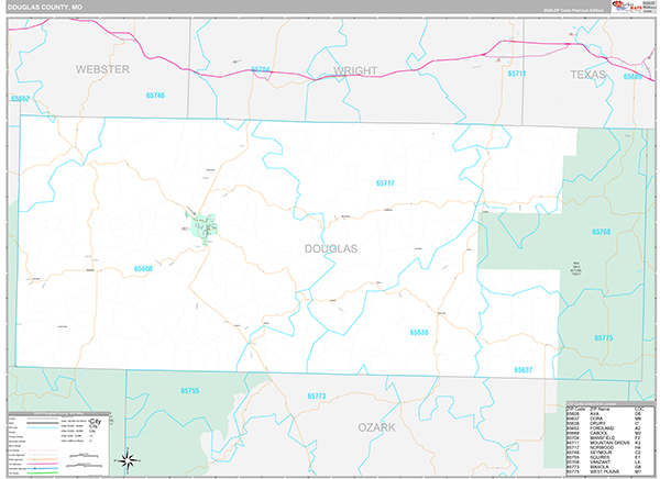 Douglas County, MO Map Premium Style