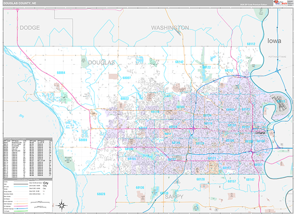 Douglas County, NE Zip Code Map