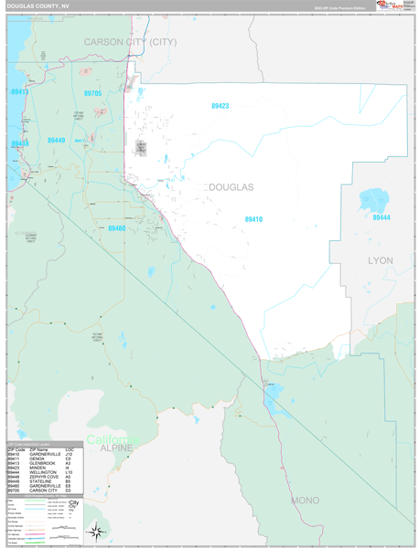 Douglas County, NV Zip Code Map