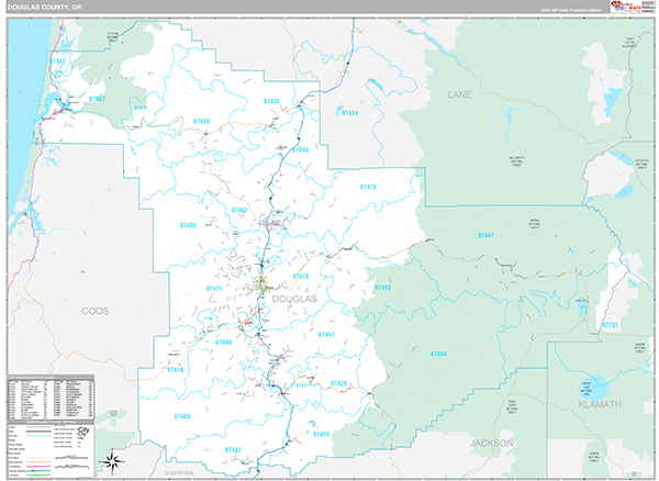 Douglas County, OR Wall Map