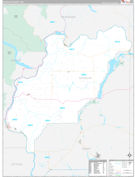 Douglas County, WA Carrier Route Wall Map