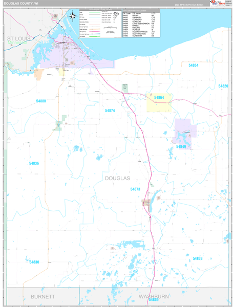 Douglas County, WI Carrier Route Wall Map
