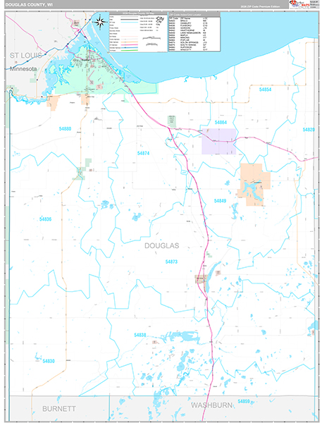 Douglas County, WI Wall Map
