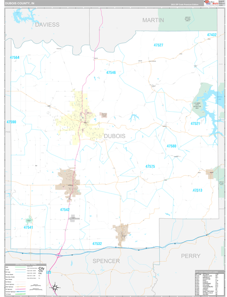 Dubois County IN Wall Map Premium Style by MarketMAPS MapSales