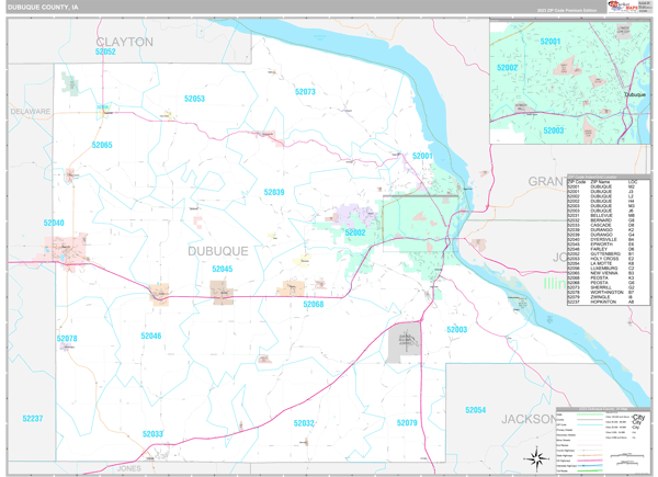 Dubuque County, IA Zip Code Map