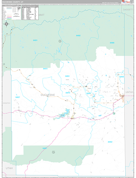 Duchesne County, UT Zip Code Map
