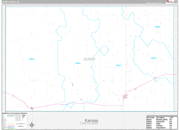 Dundy County, NE Zip Code Map