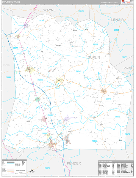 Duplin County, NC Wall Map