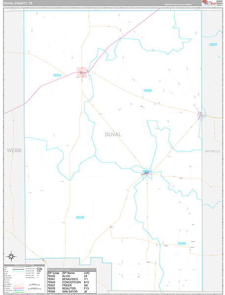 Duval County, TX Zip Code Map