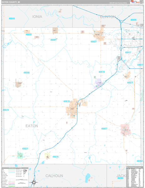 Eaton County, MI Carrier Route Wall Map