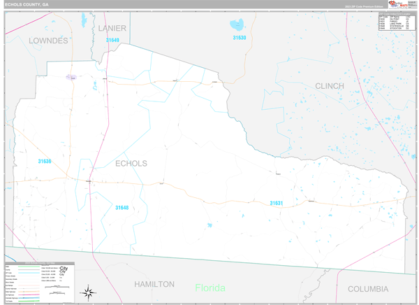 Echols County, GA Wall Map