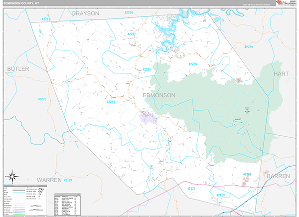 Edmonson County, KY Zip Code Map