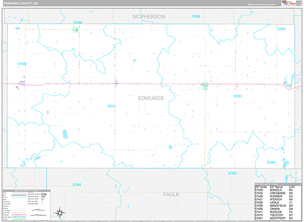 Edmunds County, SD Zip Code Map