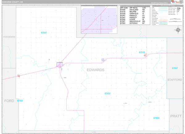 Edwards County, KS Wall Map