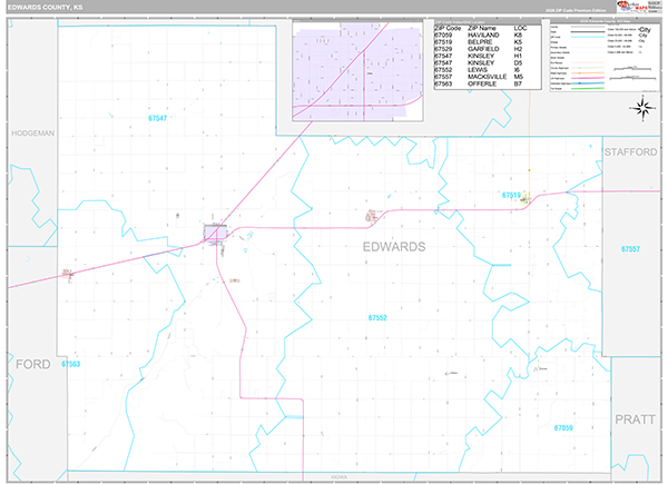 Edwards County, KS Wall Map